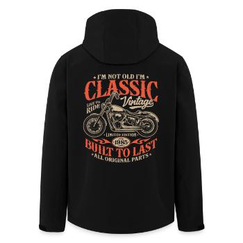 Vintage 1985 Born Moto Cadeau d’anniversaire - Veste softshell homme en polyester recyclé Stanley/Stella - noir - Dos - AI Model Male 185 light (185cm)