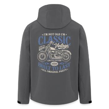 Jahrgang 1986 geboren Motorrad Geburtstag Geschenk - Recycelte Männer Softshell-Jacke von Stanley/Stella - Schwarz - Hinten - AI Model Male 185 light (185cm)
