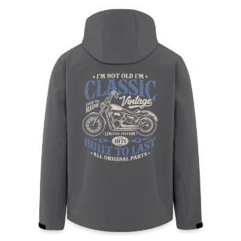 Millésime 1971 Born Moto Cadeau d’anniversaire - Veste softshell homme en polyester recyclé Stanley/Stella - noir - Dos - AI Model Male 185 light (185cm)