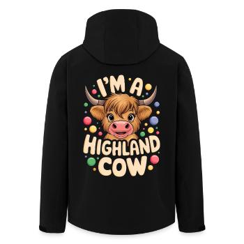 Highland Cow Costume Cow Carnival Highland Cattle - Men’s Recycled Softshell Jacket by Stanley/Stella - black - Back - AI Model Male 185 light (185cm)