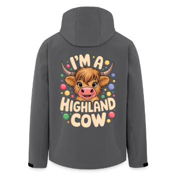 Highland Cow Kostüm Kuh Karneval Hochlandrind - Recycelte Männer Softshell-Jacke von Stanley/Stella - Anthrazit - Hinten - AI Model Male 185 light (185cm)