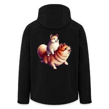 Shiba Inu dog on back - Men’s Recycled Softshell Jacket by Stanley/Stella - black - Back - AI Model Male 185 light (185cm)