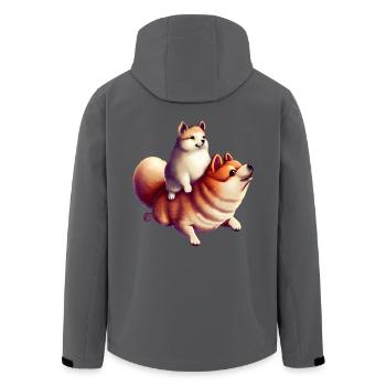 Shiba Inu Hund auf Rücken - Recycelte Männer Softshell-Jacke von Stanley/Stella - Anthrazit - Hinten - AI Model Male 185 light (185cm)