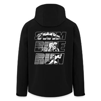 Triathletes T-Shirt: Swim Bike Run - Men’s Recycled Softshell Jacket by Stanley/Stella - black - Back - AI Model Male 185 light (185cm)