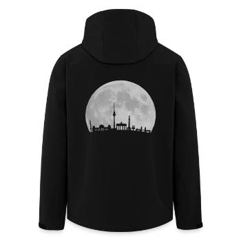 Berlin skyline in front of moon TV Tower Bundestag - Men’s Recycled Softshell Jacket by Stanley/Stella - black - Back - AI Model Male 185 light (185cm)