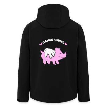 Danke Ferkel Fun Shirt Hoodie - Recycelte Männer Softshell-Jacke von Stanley/Stella - Schwarz - Hinten - AI Model Male 185 light (185cm)