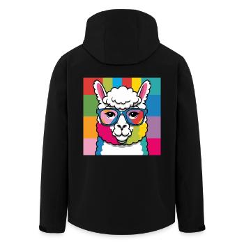 Alpaka Lama bunt und cool mit Brille - Recycelte Männer Softshell-Jacke von Stanley/Stella - Schwarz - Hinten - AI Model Male 185 light (185cm)
