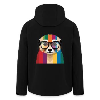 Meerkat Glasses Colorful Cool - Men’s Recycled Softshell Jacket by Stanley/Stella - black - Back - AI Model Male 185 light (185cm)