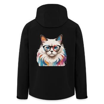 Ragdoll Katze süß cool mit Brille - Recycelte Männer Softshell-Jacke von Stanley/Stella - Schwarz - Hinten - AI Model Male 185 light (185cm)
