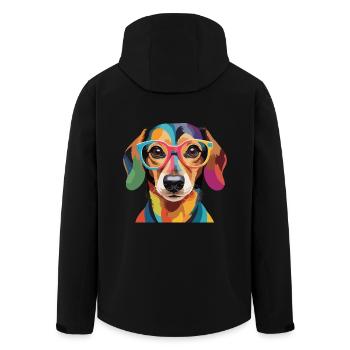 Dachshund Dog Dachshund Cool Glasses Colorful - Men’s Recycled Softshell Jacket by Stanley/Stella - black - Back - AI Model Male 185 light (185cm)