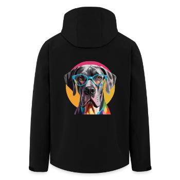 Great Dane Great Dane Dog Colorful Glasses - Men’s Recycled Softshell Jacket by Stanley/Stella - black - Back - AI Model Male 185 light (185cm)