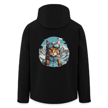 Katze Cartoon in Bergen Cool - Recycelte Männer Softshell-Jacke von Stanley/Stella - Schwarz - Hinten - AI Model Male 185 light (185cm)