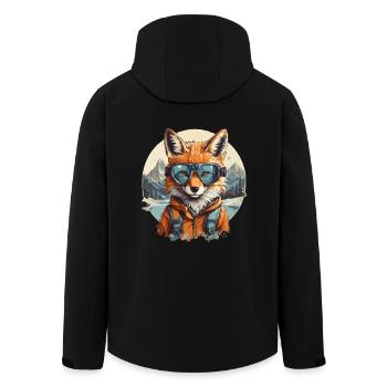 renard cool dessin animé dans les montagnes - Veste softshell homme en polyester recyclé Stanley/Stella - noir - Dos - AI Model Male 185 light (185cm)