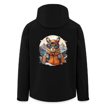 Squirrel Cool mit Skibrille in Bergen - Recycelte Männer Softshell-Jacke von Stanley/Stella - Schwarz - Hinten - AI Model Male 185 light (185cm)