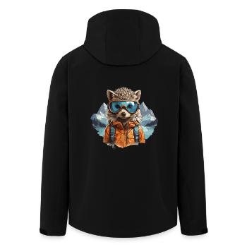 Igelkoll Cool in Bergen mit Skibrille - Recycelte Männer Softshell-Jacke von Stanley/Stella - Schwarz - Hinten - AI Model Male 185 light (185cm)