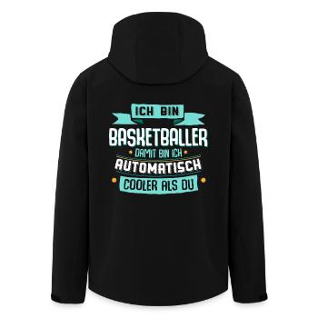 Ich bin Basketballer, damit bin ich cooler als du. - Recycelte Männer Softshell-Jacke von Stanley/Stella - Schwarz - Hinten - AI Model Male 185 light (185cm)
