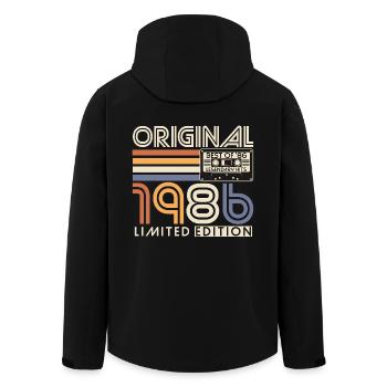 1986 Vintage Vintage Rétro Cadeau d’anniversaire - Veste softshell homme en polyester recyclé Stanley/Stella - noir - Dos - AI Model Male 185 light (185cm)