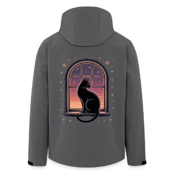 Black Cat Star Gazing At Window - Men’s Recycled Softshell Jacket by Stanley/Stella - black - Back - AI Model Male 185 light (185cm)