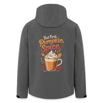 But First Pumpkin Spice Latte - Men’s Recycled Softshell Jacket by Stanley/Stella - black - Back - AI Model Male 185 light (185cm)
