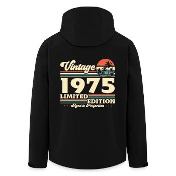 Vintage 1975 vintage anniversaire rétro cadeau - Veste softshell homme en polyester recyclé Stanley/Stella - noir - Dos - AI Model Male 185 light (185cm)