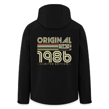 1986 Vintage Vintage Rétro Cadeau d’anniversaire - Veste softshell homme en polyester recyclé Stanley/Stella - noir - Dos - AI Model Male 185 light (185cm)