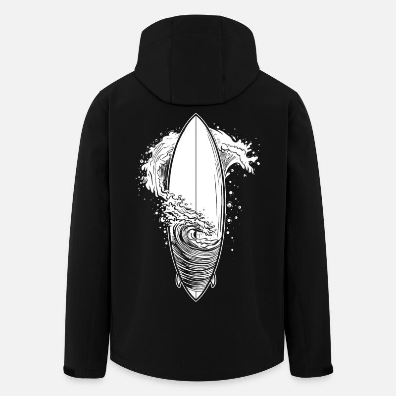 Croquis de planche de surf - Veste softshell homme en polyester recyclé Stanley/Stella - noir
