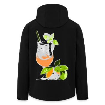 Cocktail Glass Drink with Orange & Mint - Men’s Recycled Softshell Jacket by Stanley/Stella - black - Back - AI Model Male 185 light (185cm)