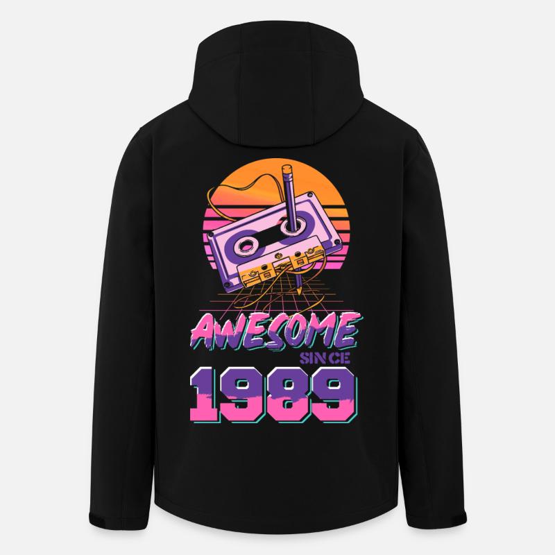 Cassette Rétro Neon 1989 Design - Veste softshell homme en polyester recyclé Stanley/Stella - noir