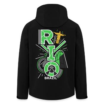Rio de Janeiro : silhouette du Brésil - Veste softshell homme en polyester recyclé Stanley/Stella - noir - Dos - AI Model Male 185 light (185cm)