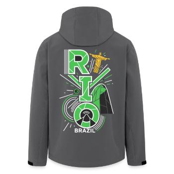 Rio de Janeiro : silhouette du Brésil - Veste softshell homme en polyester recyclé Stanley/Stella - charbon - Dos - AI Model Male 185 light (185cm)