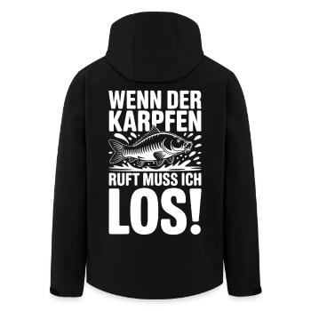 Wenn der Karpfen ruft - Recycelte Männer Softshell-Jacke von Stanley/Stella - Schwarz - Hinten - AI Model Male 185 light (185cm)