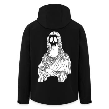 Mona Lisa Skull (White) - Men’s Recycled Softshell Jacket by Stanley/Stella - black - Back - AI Model Male 185 light (185cm)