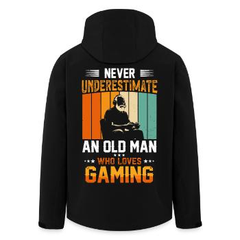 Never Underestimate an Old Man Who Games - Recycelte Männer Softshell-Jacke von Stanley/Stella - Schwarz - Hinten - AI Model Male 185 light (185cm)