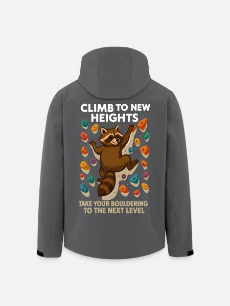 Bouldering Raccoon Motivation: Climb New Heights - Men’s Recycled Softshell Jacket by Stanley/Stella - black