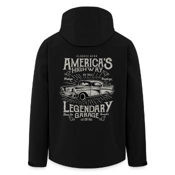 Americas Highway Vintage Retro Auto Motor Amerika - Recycelte Männer Softshell-Jacke von Stanley/Stella - Schwarz - Hinten - AI Model Male 185 light (185cm)