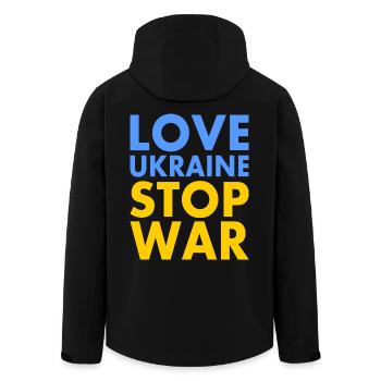 Love ukraine stop war - Men’s Recycled Softshell Jacket by Stanley/Stella - black - Back - AI Model Male 185 light (185cm)
