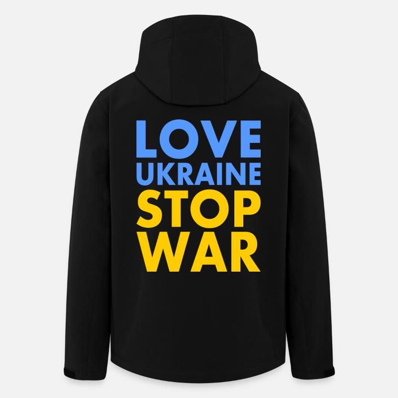Love ukraine stop war - Veste softshell homme en polyester recyclé Stanley/Stella - noir