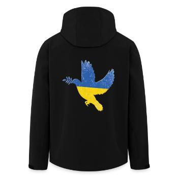 Ukraine Flagge Friedenssymbol - Flagge der Ukraine - Recycelte Männer Softshell-Jacke von Stanley/Stella - Schwarz - Hinten - AI Model Male 185 light (185cm)