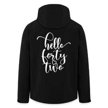 Hello Forty Two Cute 42 Years Old Birthday - Men’s Recycled Softshell Jacket by Stanley/Stella - black - Back - AI Model Male 185 light (185cm)