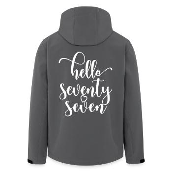 Bonjour Soixante-dix Sept Mignon 77 ans Anniversaire - Veste softshell homme en polyester recyclé Stanley/Stella - noir - Dos - AI Model Male 185 light (185cm)