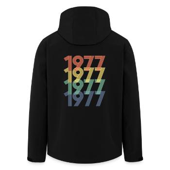 Cool Retro 1977, 45 Years Old, 45th Birthday Gift - Men’s Recycled Softshell Jacket by Stanley/Stella - black - Back - AI Model Male 185 light (185cm)