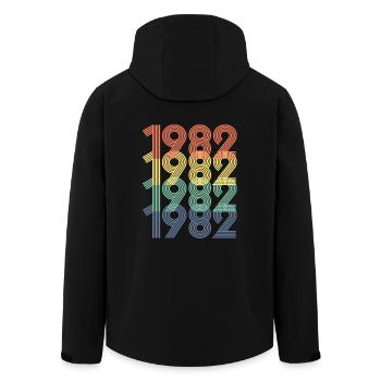 Cool Retro 1982, 40 Jahre alt, Geschenk zum 40. Geburtstag - Recycelte Männer Softshell-Jacke von Stanley/Stella - Schwarz - Hinten - AI Model Male 185 light (185cm)