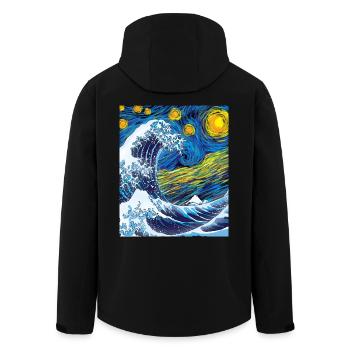 Kanagawa Waves Aesthetic Japanese Art Great Wave - Men’s Recycled Softshell Jacket by Stanley/Stella - black - Back - AI Model Male 185 light (185cm)