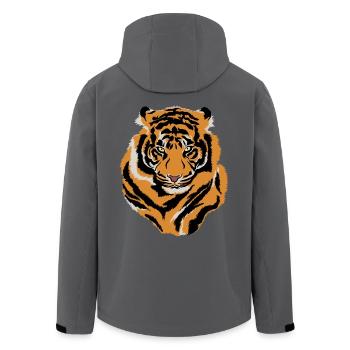Tiger Face Wild Life Creature Animal Tiger Lover - Men’s Recycled Softshell Jacket by Stanley/Stella - anthracite - Back - AI Model Male 185 light (185cm)