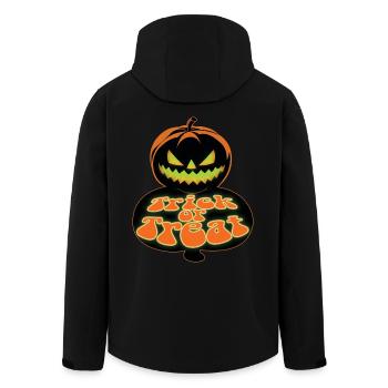 Gruseliges Kürbisgesicht Süßes oder Saures Halloween Outfit - Recycelte Männer Softshell-Jacke von Stanley/Stella - Schwarz - Hinten - AI Model Male 185 light (185cm)