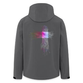 Programmer CPU Motif - Men’s Recycled Softshell Jacket by Stanley/Stella - anthracite - Back - AI Model Male 185 light (185cm)