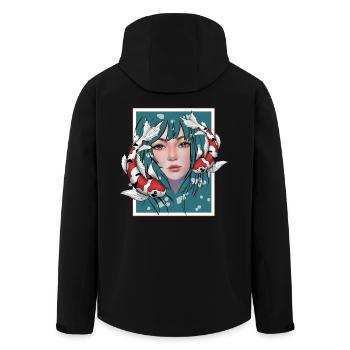 Anime Koi - Recycelte Männer Softshell-Jacke von Stanley/Stella - Schwarz - Hinten - AI Model Male 185 light (185cm)