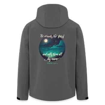 Bibelvers Christlich Religiöses Motiv - Recycelte Männer Softshell-Jacke von Stanley/Stella - Anthrazit - Hinten - AI Model Male 185 light (185cm)