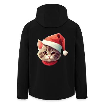 Katzengesicht Weihnachtsmann Nikolaus Katze Xmas - Recycelte Männer Softshell-Jacke von Stanley/Stella - Schwarz - Hinten - AI Model Male 185 light (185cm)