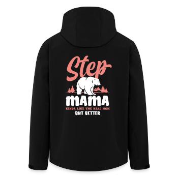 Stiefmama Mama - Recycelte Männer Softshell-Jacke von Stanley/Stella - Schwarz - Hinten - AI Model Male 185 light (185cm)